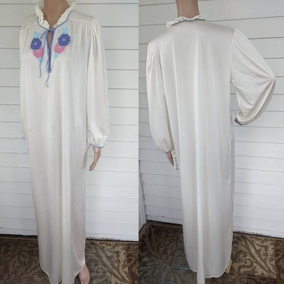 70s Long Sleeve Nightgown L Vintage Gown Lingerie New Old Stock Lorraine - Picture 2 of 7
